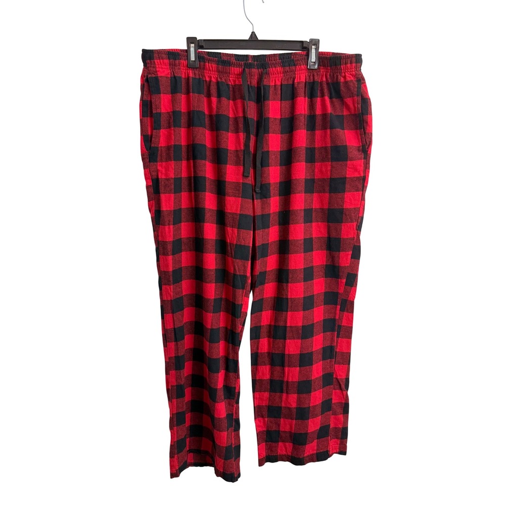 Natural Reflections Buffalo Plaid Pajama Pants Red Black Cotton Flannel XXL
